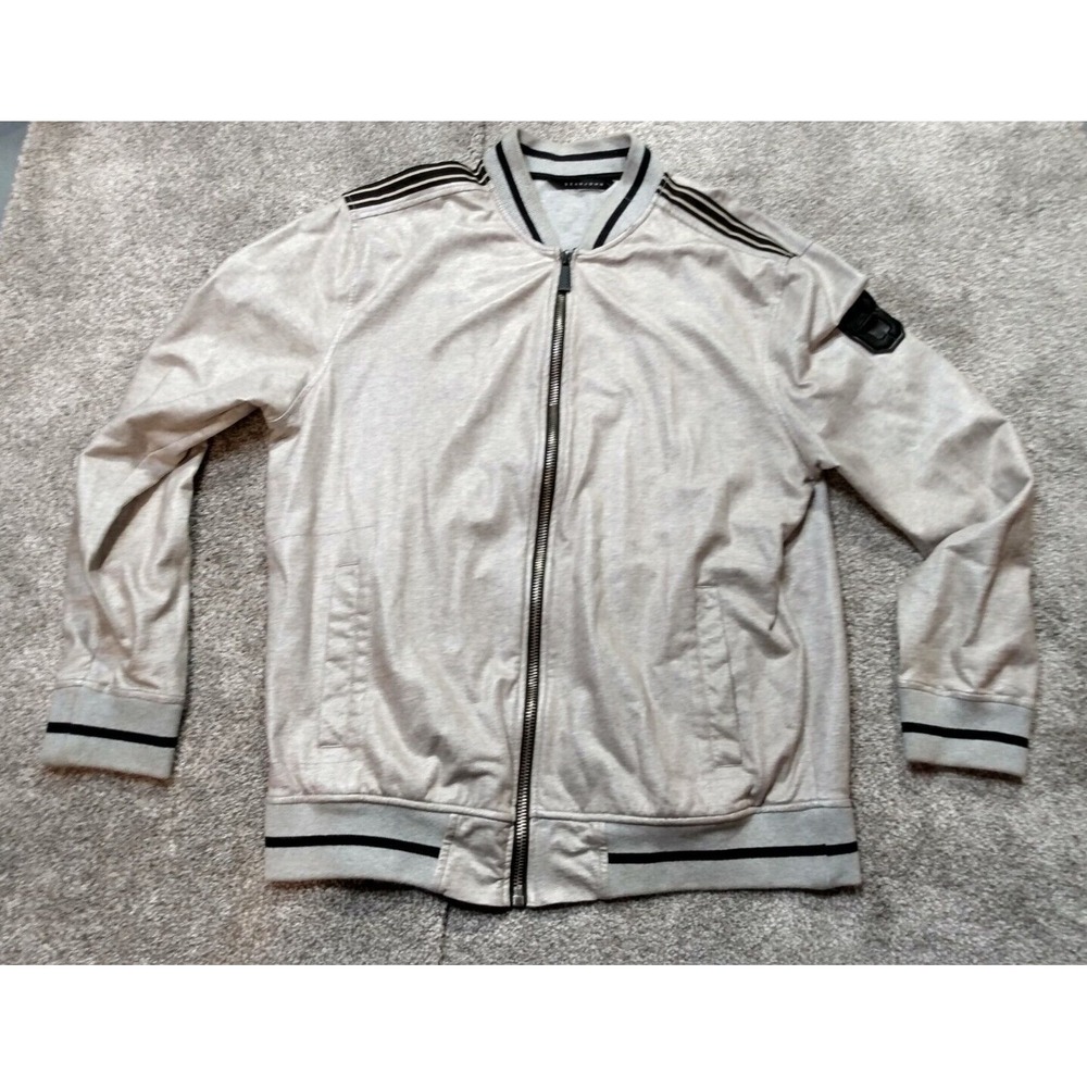 VTG Sean John Silver Track Jacket y2k Size XL Varsity Bomber Style Logo Sleeve